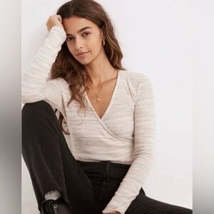 Madewell space-dye faux-wrap top